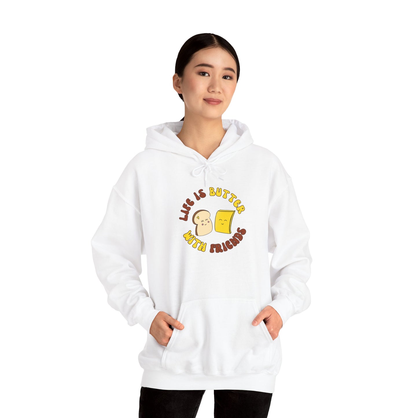 Life is Butter With Friends Funny Hoody based on my Foodie Friends Characters, Unisex Heavy Blend™ Hooded Sweatshirt