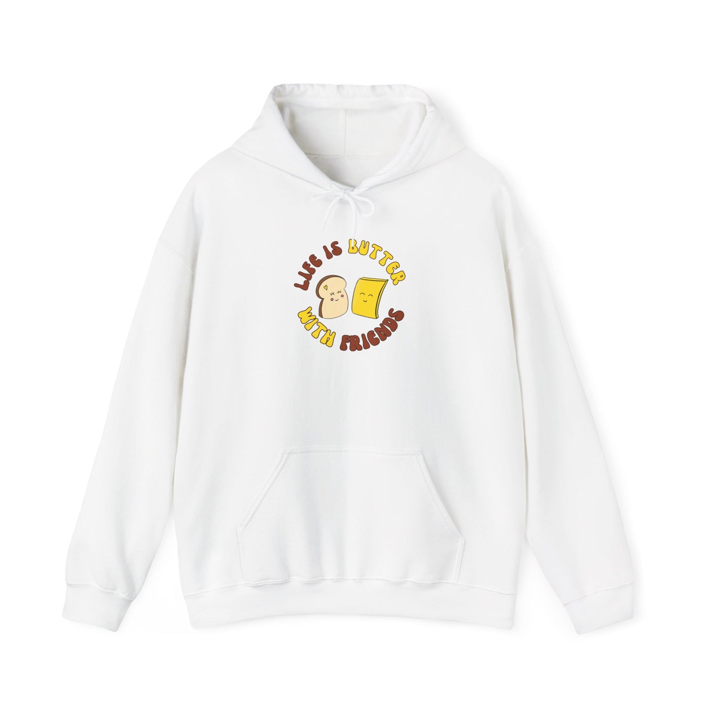 Life is Butter With Friends Funny Hoody based on my Foodie Friends Characters, Unisex Heavy Blend™ Hooded Sweatshirt