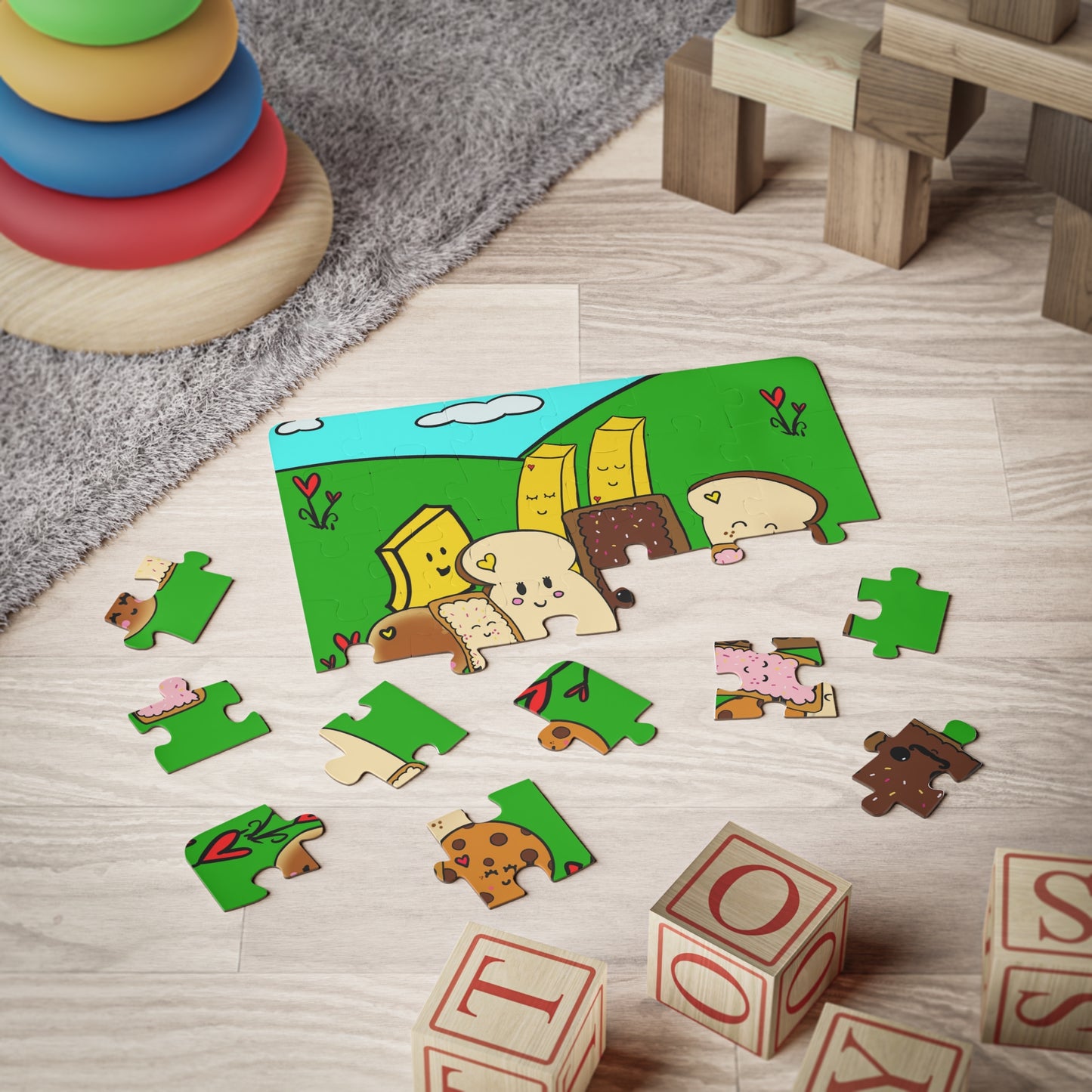 Kids' Puzzle, 30-Piece, Foodie Friends Characters, illustrated by me, Crystal Phillips