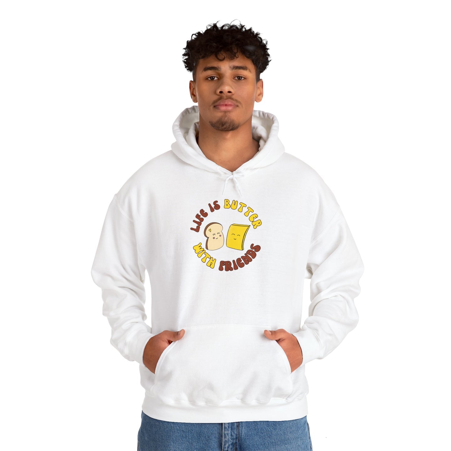 Life is Butter With Friends Funny Hoody based on my Foodie Friends Characters, Unisex Heavy Blend™ Hooded Sweatshirt