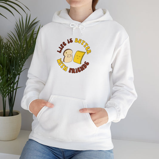 Life is Butter With Friends Funny Hoody based on my Foodie Friends Characters, Unisex Heavy Blend™ Hooded Sweatshirt