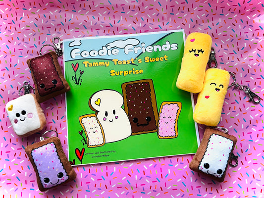 Small Plushies & Childrens Story Book Foodie Friends, Tammy Toasts Sweet Surprise author signed copy with small plush characters